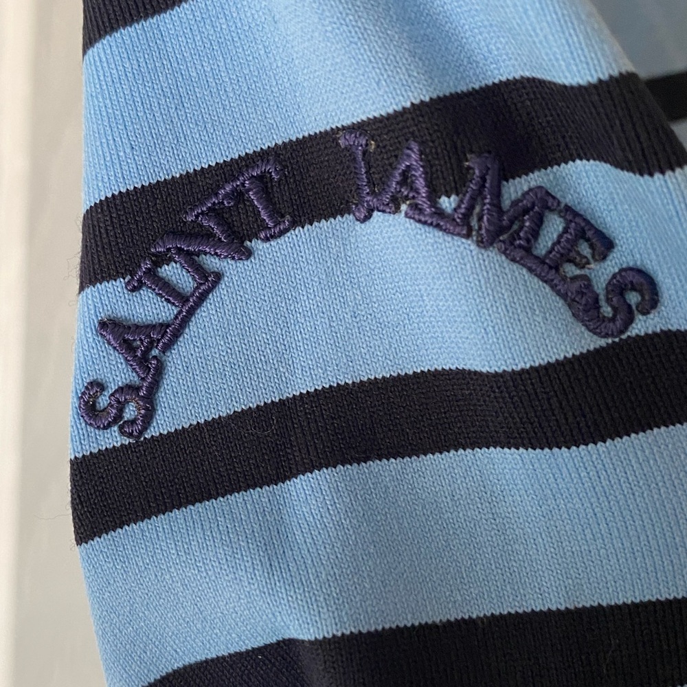SAINT JAMES Oural Blue Stripe Anti-UV Stretch Turtleneck Shirt SZ 4 - Picture 6 of 8